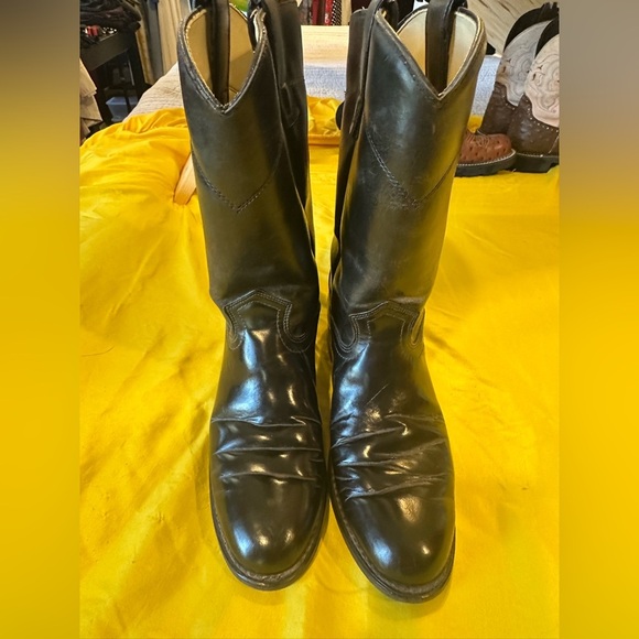 Roy Cooper Cowboy Boots Black Leather Men’s 7.5 M Western Made in USA - Picture 6 of 10